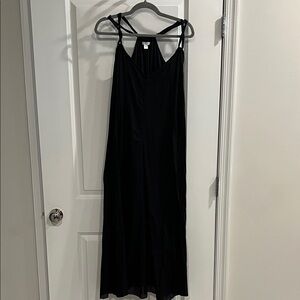 Garnet Hill Strappy Black Gauze Beach Maxi Dress